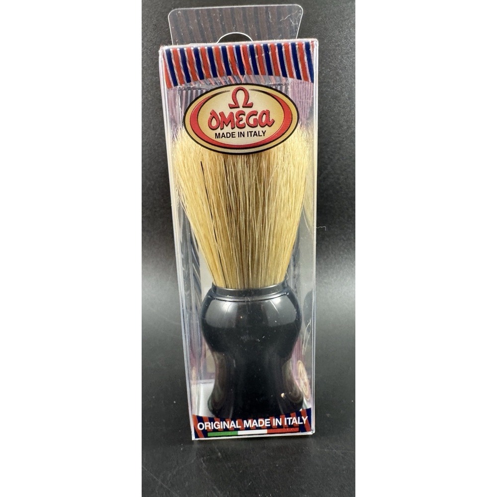 NIB OMEGA 10065 Natural Bristle Shaving Brush Black  - Made in Italy